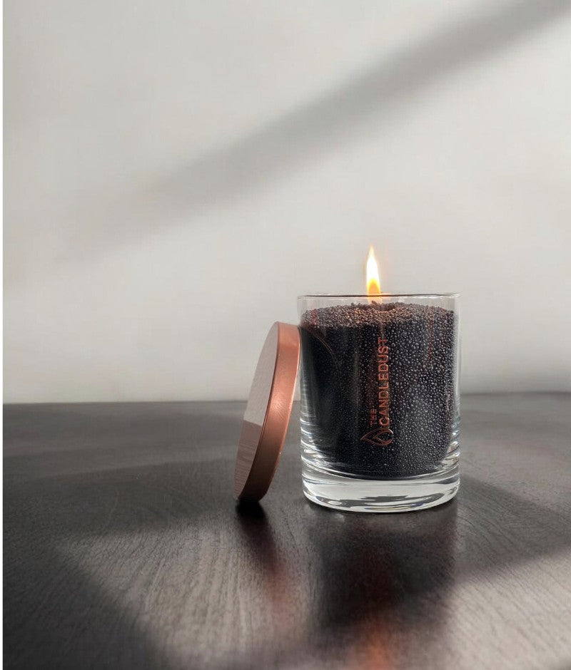 Unscented Powder Candle in Glass - Black 160g