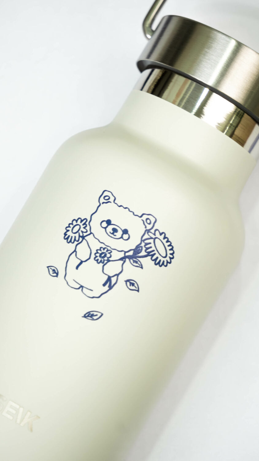 Water Bottle / Thermos – Bear Design – Beige 350ml Stainless Steel